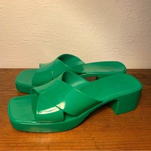 Kelly Green Heeled Jelly Sandals 10/41